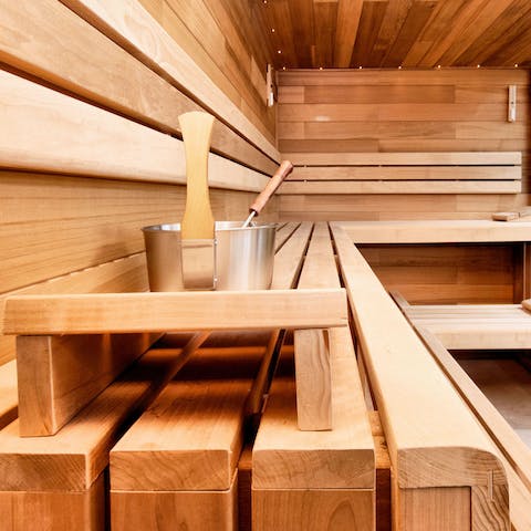 Sweat out your stresses with a session in the private sauna