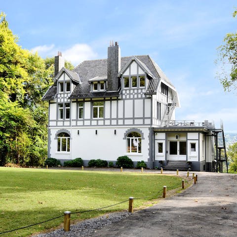 Stay in a stunning mansion house overlooking the town of Spa