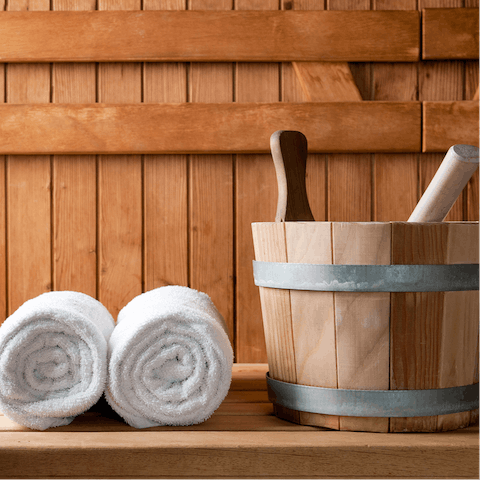 Sweat it out in the home's private sauna