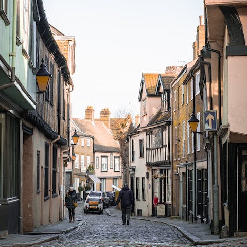 Explore the cobbled streets of Norwich and have a ten-minute stroll to the famous 12th-century market
