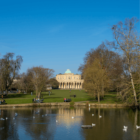 Embrace the calm in Pittville Park in Cheltenham  –  a twenty minute drive away
