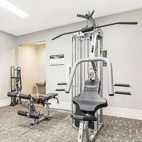 Stay fit at the in-building gym