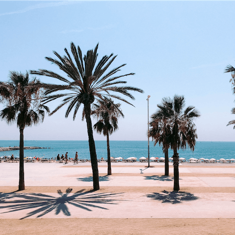 Spend the day on Playa de Bogatell, a short stroll away
