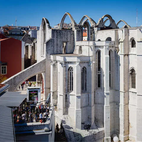 Visit the gothic Convento do Carmo, a nine-minute walk away 