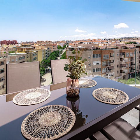 Enjoy home-made tapas on the private balcony
