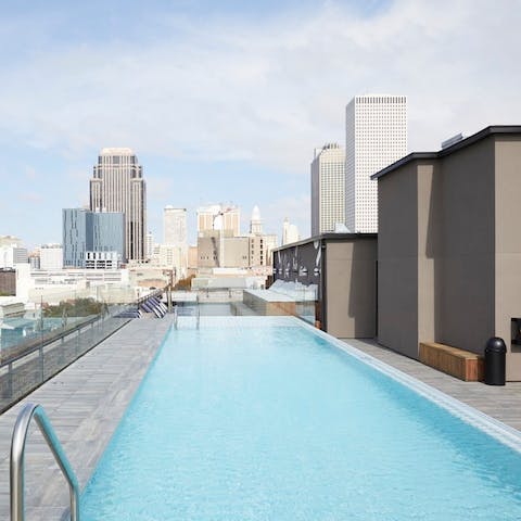 Feel fit with a few lengths of the rooftop swimming pool