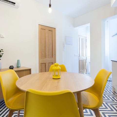 Enjoy a tortilla de patatas at the dining table