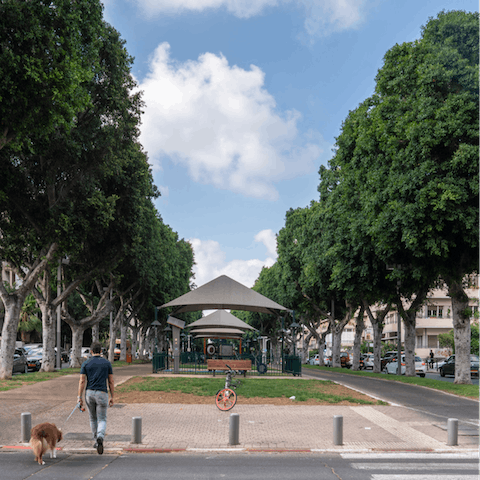 Take a stroll along Rothschild Boulevard, which starts three minutes' walk from the front door