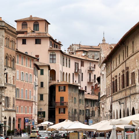 Drive to the walled city of Perugia for an afternoon, only 7 kilometres away