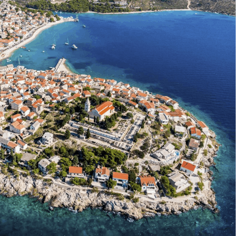 Stay in the unique town of Primošten, almost its own island, and explore its excellent restaurants, bars, and architecture