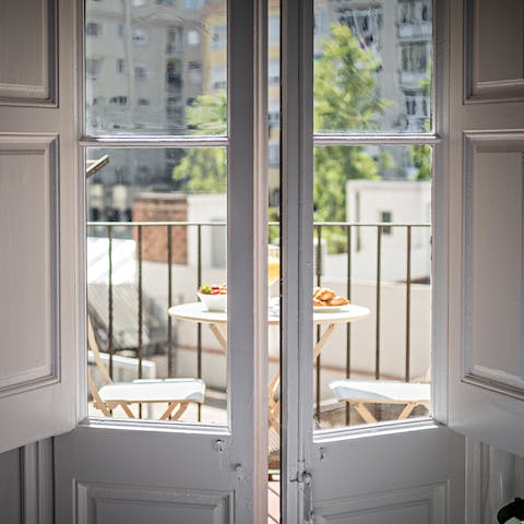 Take breakfast out on one of the home's balconies and wake up to the sounds of the city