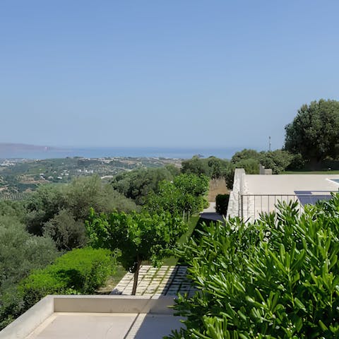 Look out across mountain and sea views from the terrace