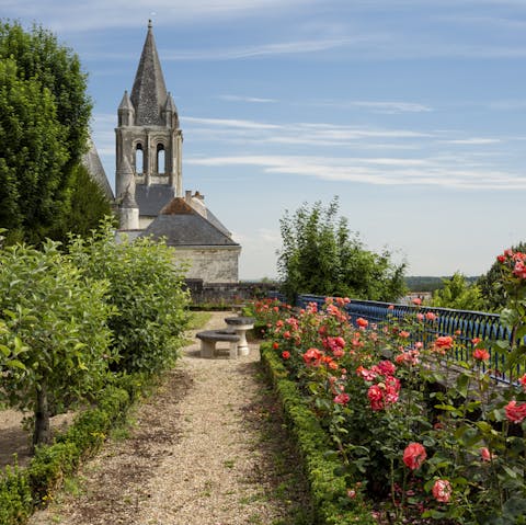 Smell the roses as you walk the garden paths every morning