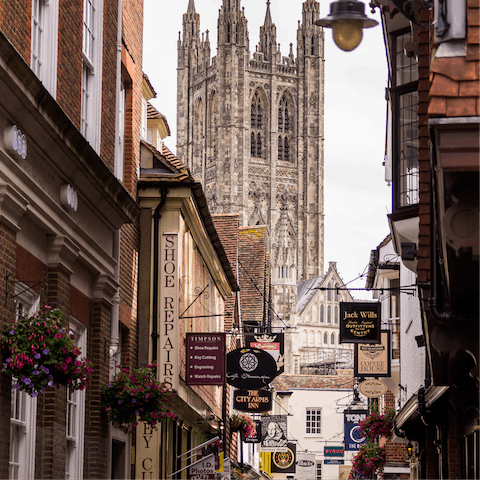 Explore the winding cobbled lanes of Chaucer's Canterbury – a twenty-five-minute drive away
