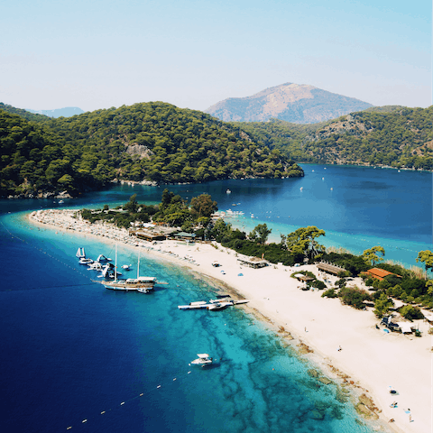 Drive fifteen minutes to the postcard-perfect beach at Oludeniz