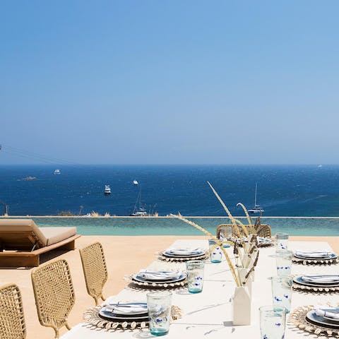 Serve up a lavish alfresco feast outside on the patio and admire the sea views