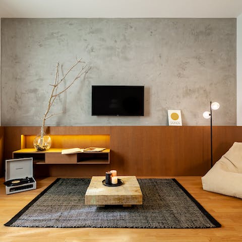 Put a vinyl on the record player and feel utterly relaxed in the minimal, Japanese-inspired living space