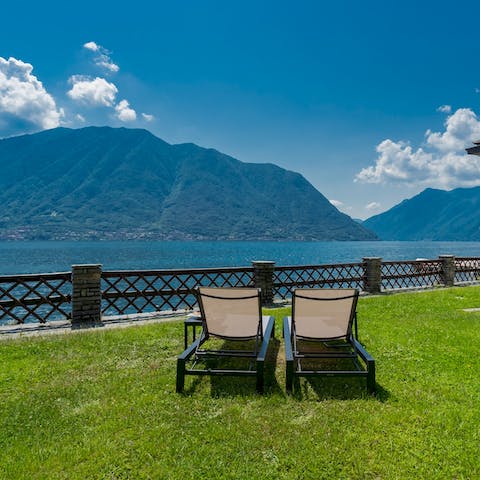 Relax and take in the sublime lake and mountain views