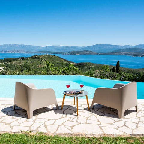Sit back and savour the views across Agios Stefanos