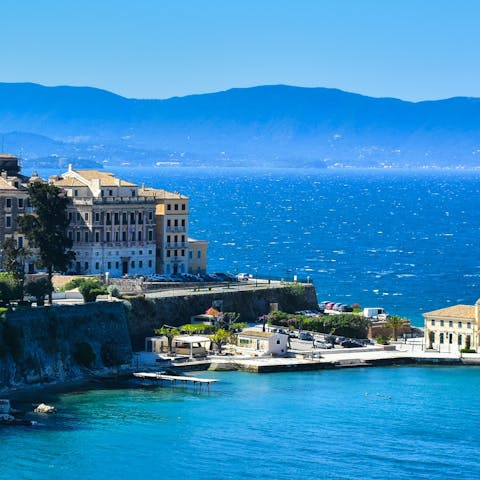 Take a road trip to Corfu town and explore the historic sights
