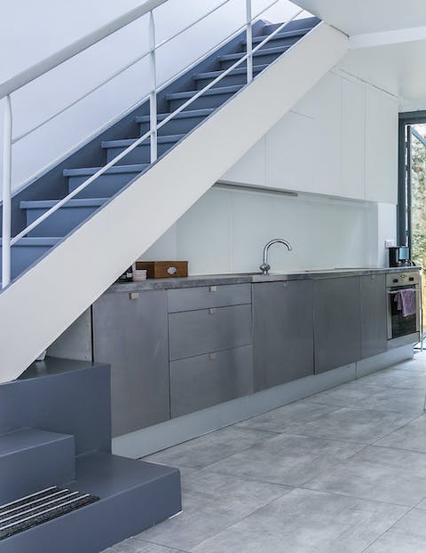 The stainless steel industrial style kitchen
