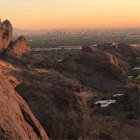 Hike, bike or run along the many scenic trails just outside the city – the Phoenix Mountains Preserve is nine miles away