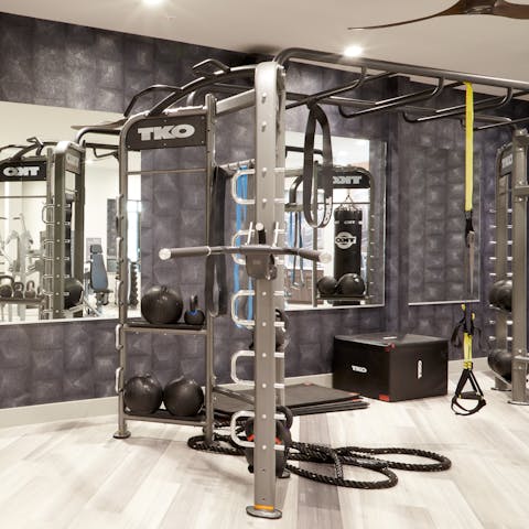 Keep up with your workout routine in the fully equipped on-site gym