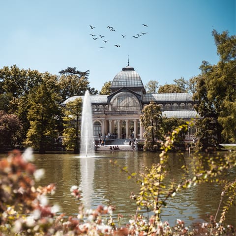 Stay directly across from El Retiro Park, Madrid's beautifully manicured gardens