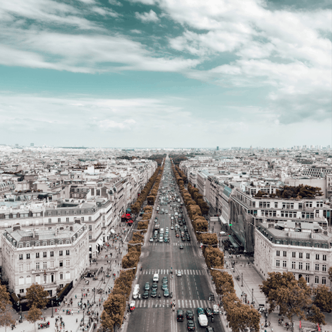Take a five-minute stroll to the Champs Elysées