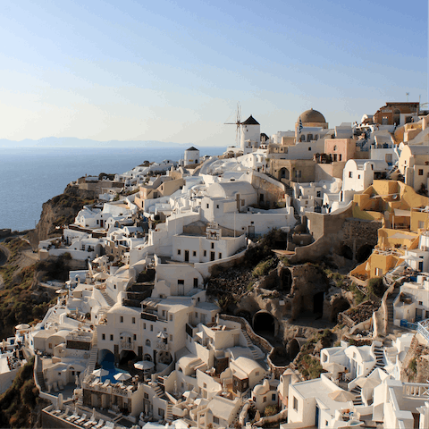 Discover the vineyards, farms and black pebble beaches of the Santorini countryside