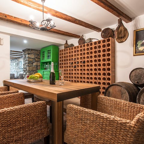 Open a bottle of Istrian Malvazija in the wine cellar and enjoy a tipple before bed
