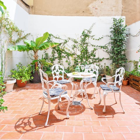 Soak up the Spanish sunshine with lunch on the charming patio