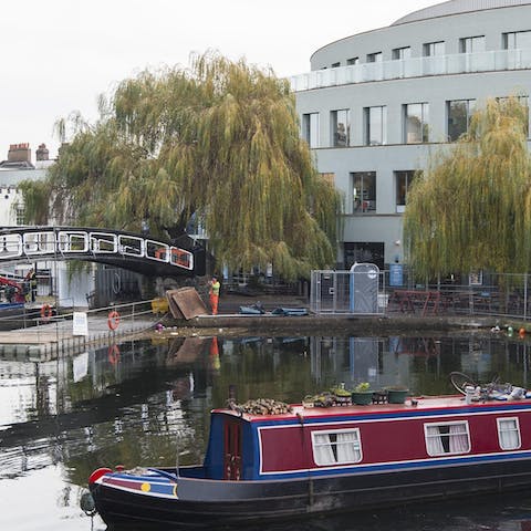 Hop on a canal boat at Camden Lock, four minutes away