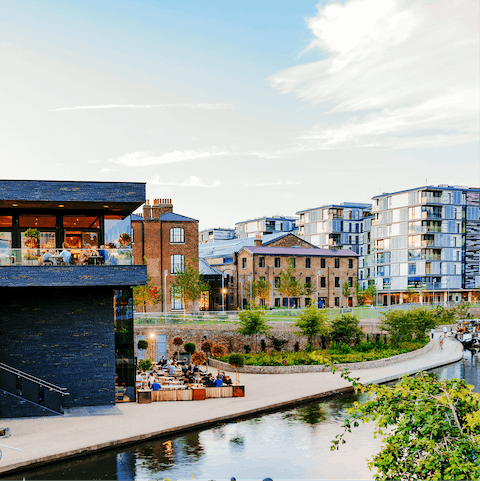 Drink and dine by the canalside, less than a minute from home