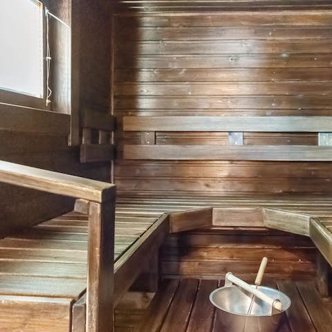 Feel the heat in your private wood panelled sauna