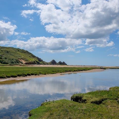 Enjoy access to one of the Gower's hidden gems, Pwll Du Beach is almost entirely deserted