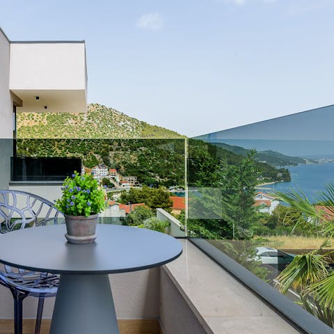 Admire the coastal views from your bedroom balconies