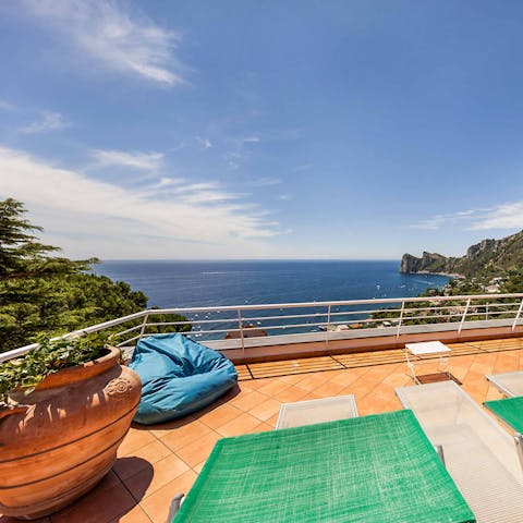 Catch some rays and gaze out at the glistening Tyrrhenian Sea