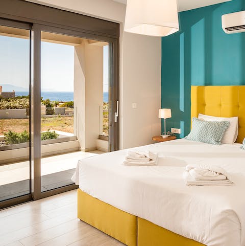 Bedrooms are decorated in bright, cheerful tones