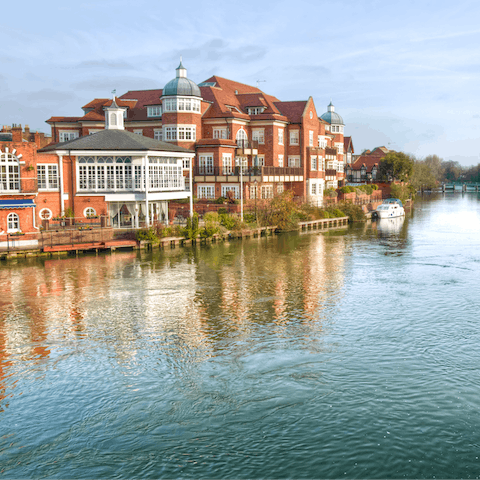 Spend an afternoon by the river and visit the castle in Windsor, an eight-minute drive away