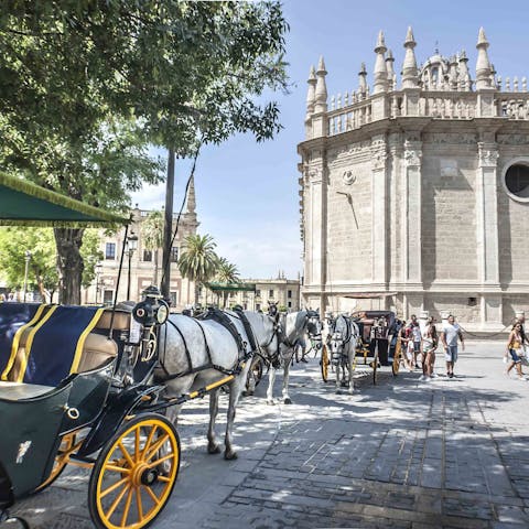 Visit the Seville Cathedral just a one-minute walk away