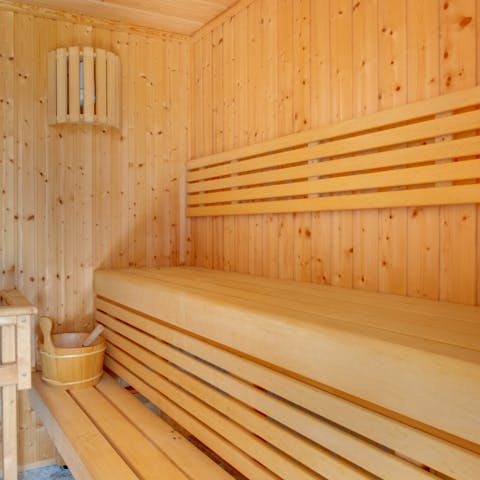 Relax and unwind in your own private sauna