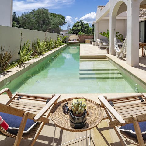 Lounge by the pool in the south-facing garden