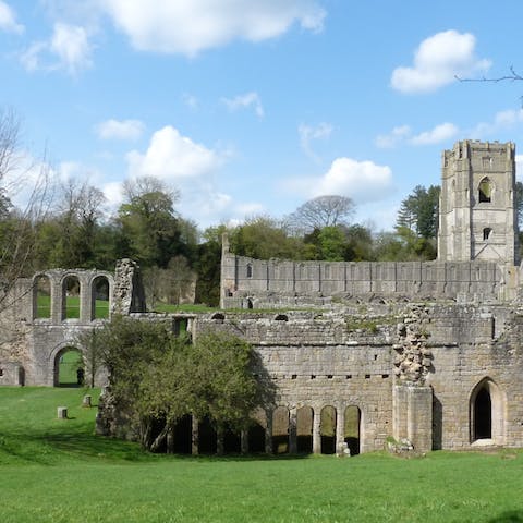 Hop in the car for a twenty-minute drive to the striking ruins of Fountain Abbey