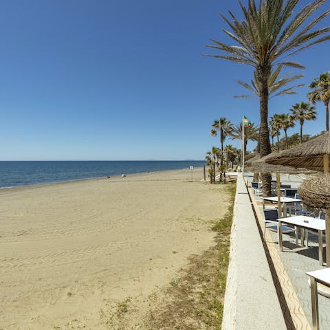 Soak up the sunshine on the Playa de San Pedro de Alcántara, only metres away