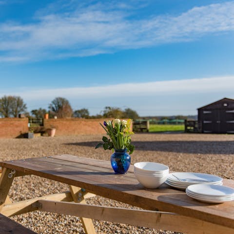 Drink your morning cuppa in the company of the horse paddock 