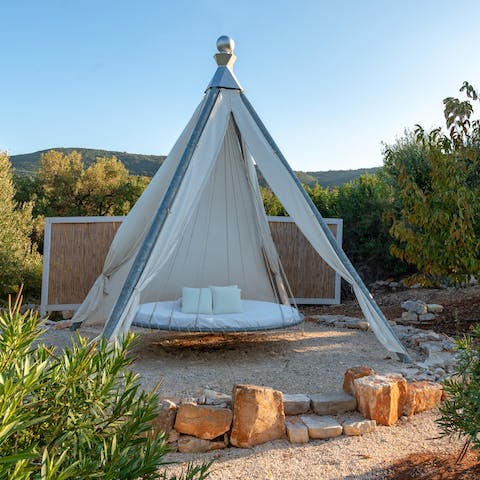 Stargaze from the comfort of the home's dreamy zero-gravity bed