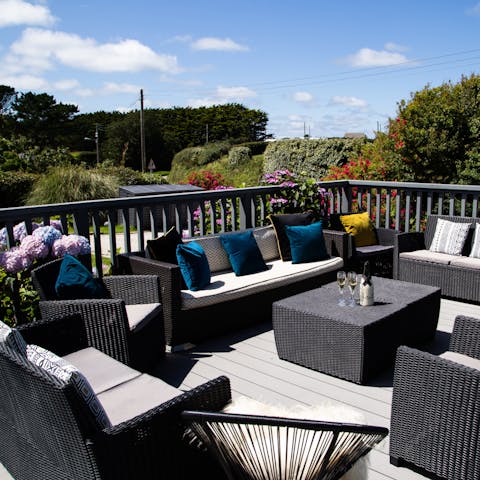 Sit out on the large deck for drinks gatherings