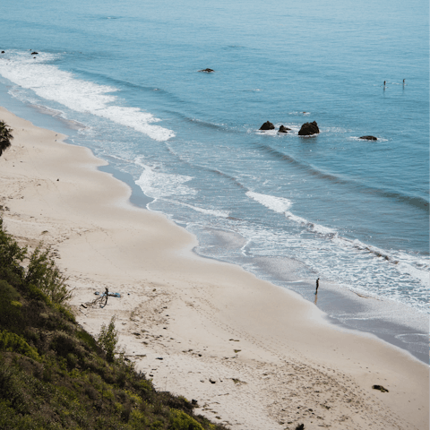 Stay at this architectural masterpiece, right on Malibu Beach