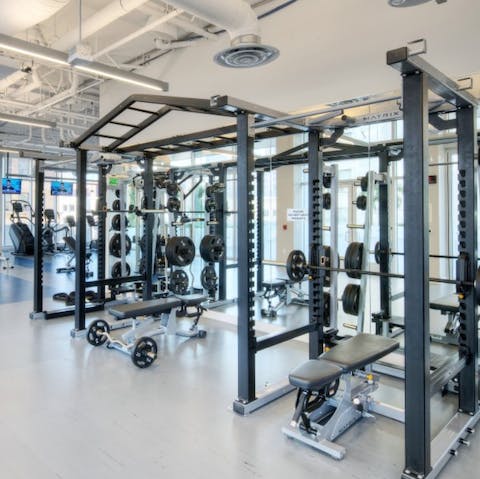 Workout in the on-site fitness room